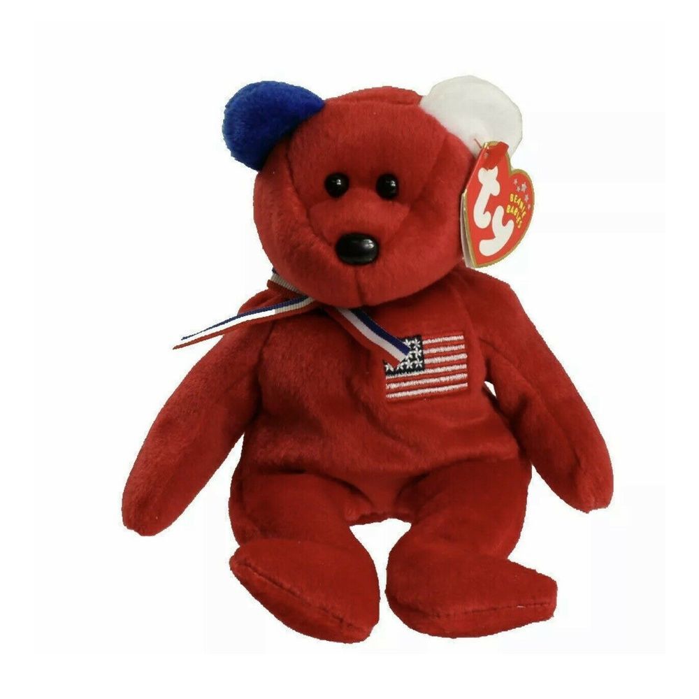 TY Beanie Baby AMERICA the Bear Red Version F1